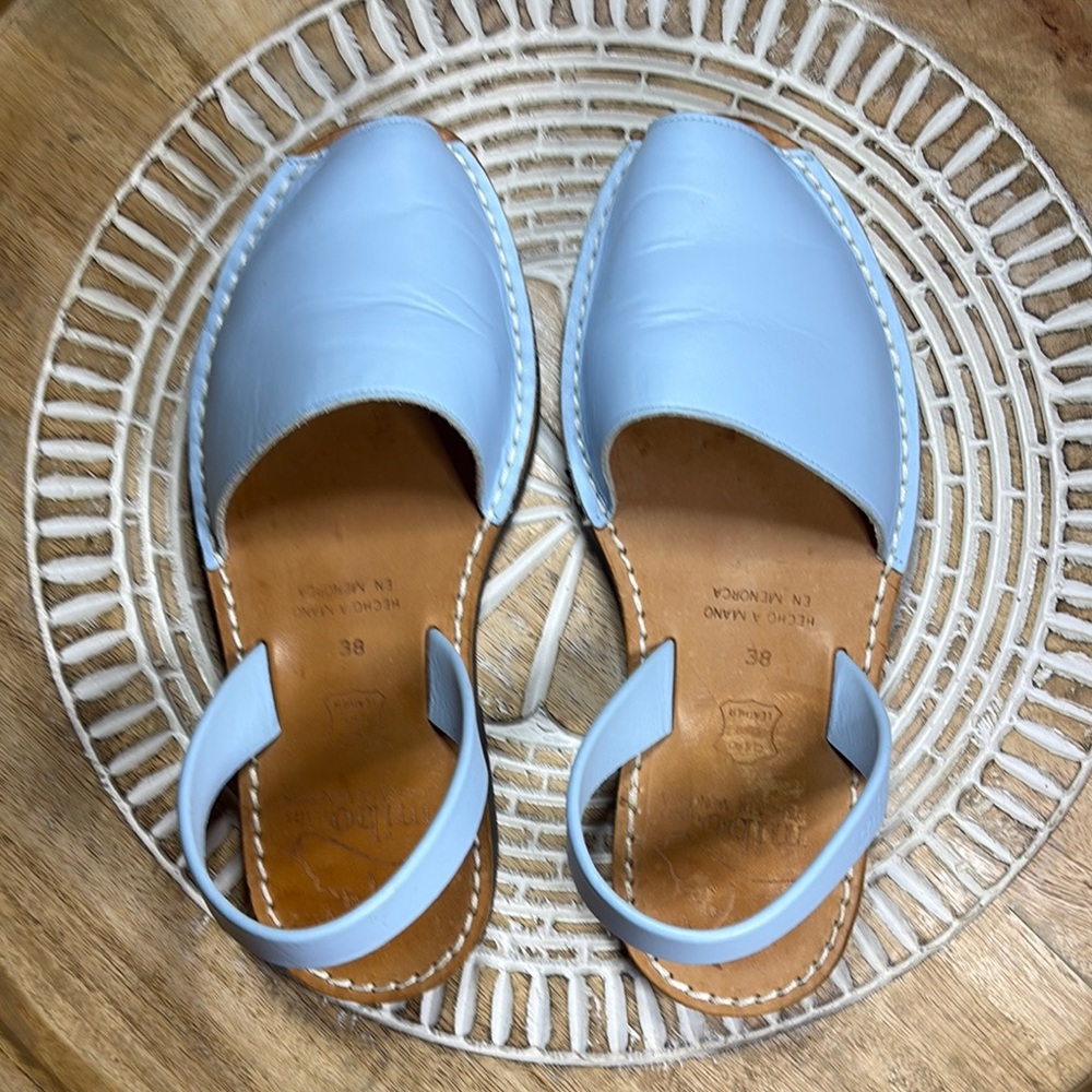 MIBO 7 1/2 Light Blue Leather Women’s Sandals